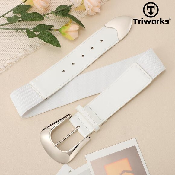 Women Wide Elastic Waist Belt For Dresses Fashion Silver Buckle Wide 2612 - Picture 7 of 7